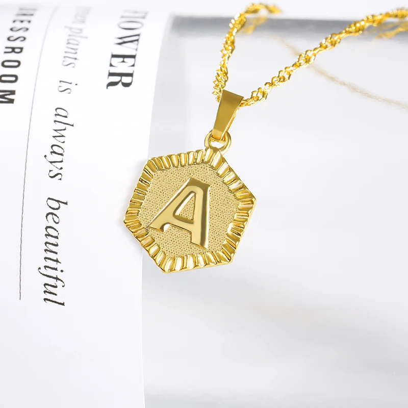 

A-Z Letters Gold Necklaces Charm Pendant Necklaces for Women Girls English Initial Alphabet Bijoux Femme Boho Jewelry Best Gifts