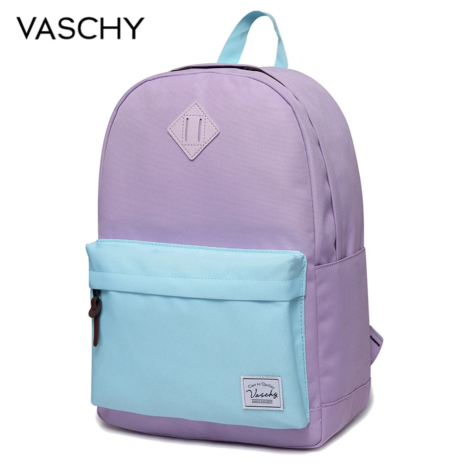 Purple Sky Blue Рюкзак для мужчин и женщин VASCHY унисекс классический водостойкий школьный рюкзак 14 дюймов ноутбук для подростка - Цвет: Purple Sky Blue