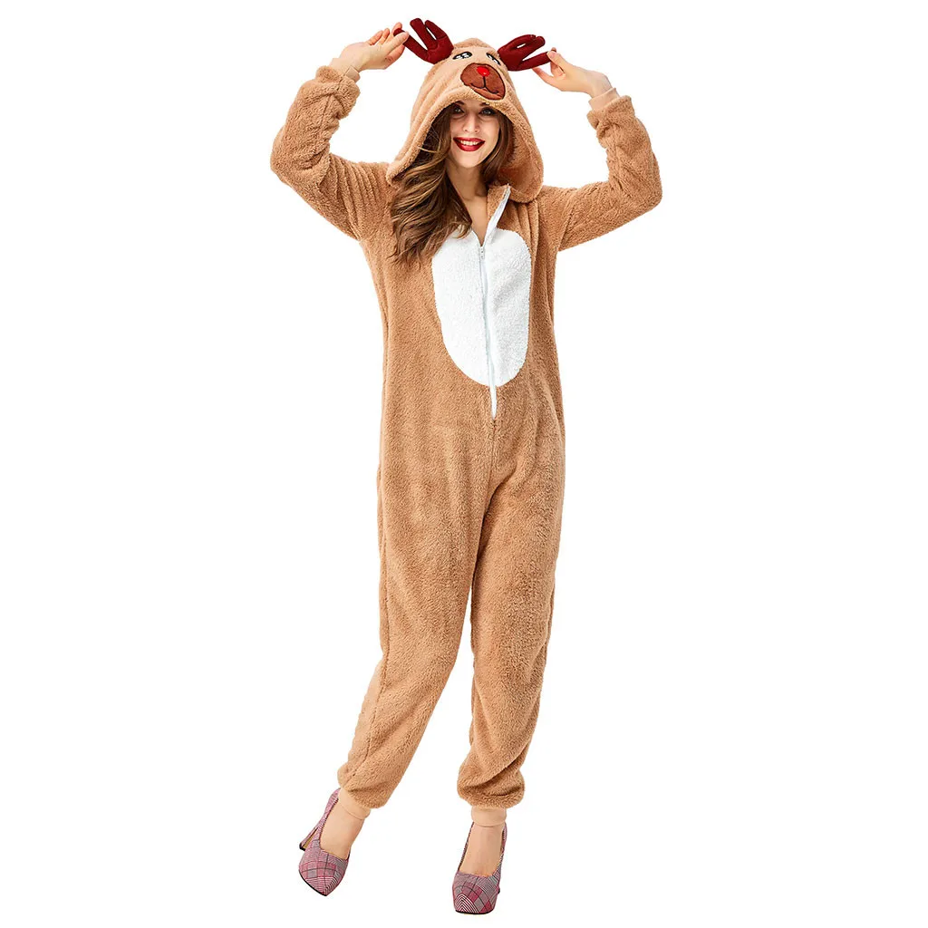 Рождественская одежда для всей семьи Женская меховая толстовка с капюшоном и