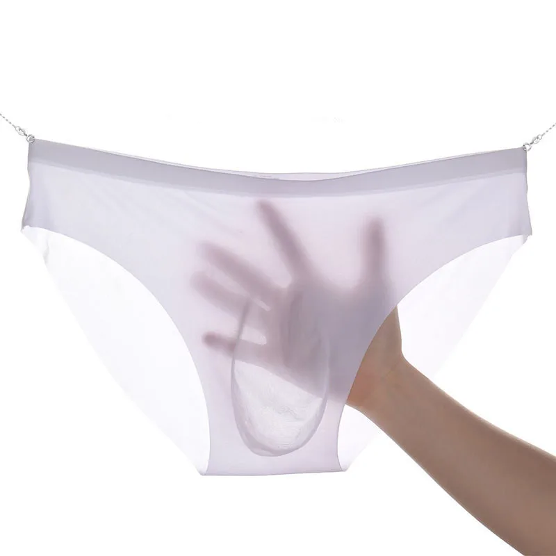 

DOIAESKV Hot Sale Mens Underwear Briefs Summer Men's Briefs Ice Transparent Low Waist Sexy Panties Gay Seamless Silkly