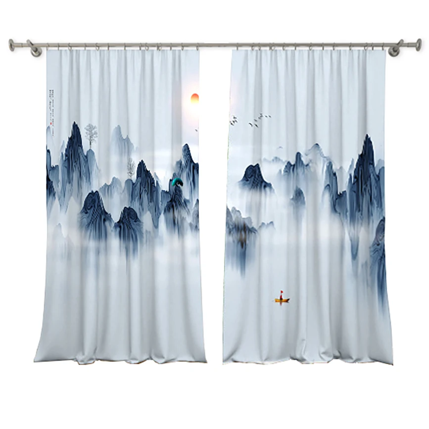 

Diamond Embossed Art Flowers Feather Shading Bedroom Children's Living Room Bay Window Punch Hook Blackout Curtains Decoration