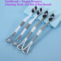soft fine bristle brush 8pcstube tongue scrape to remove bad breath clean teeth toothbrush scraper combination oral care