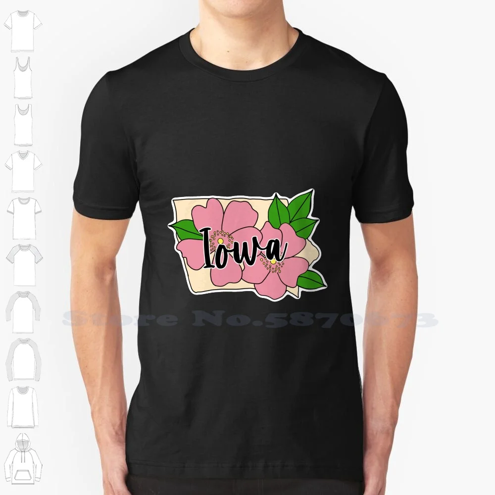 

Iowa (State Flower) Custom Funny Hot Sale Tshirt Iowa State Flower Prairie Rose Wild Pink Yellow Cream Black White Color Floral