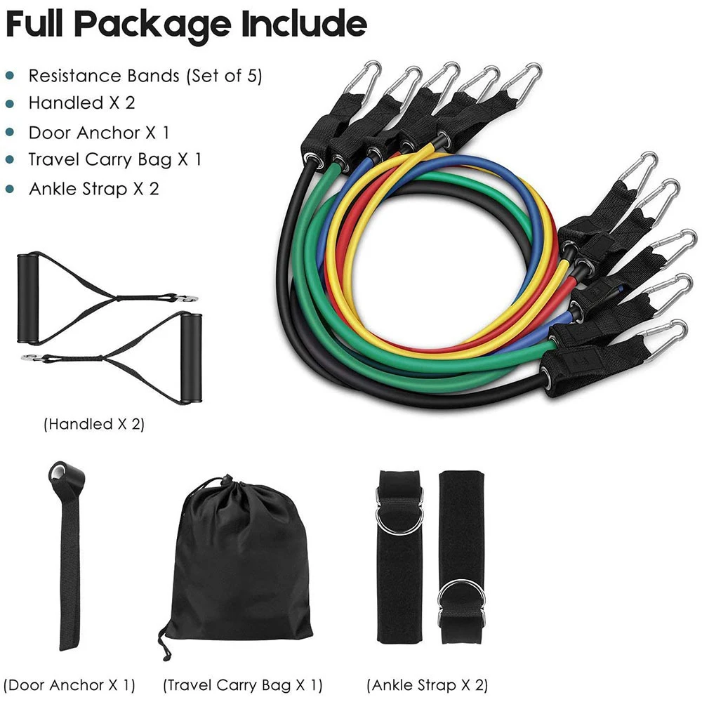 

11 Pcs Resistance Bands Set 150 Lbs Rubber Band Fitness Equipment for Home Gym Workout Elastic Sport Gym Band Fitness Resistance
