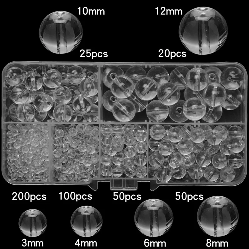 

Round Beads Smooth 3/4/6/8/10/12MM Glass Loose Beaded Beading Jewerly Making Charms Bracelets Accessories