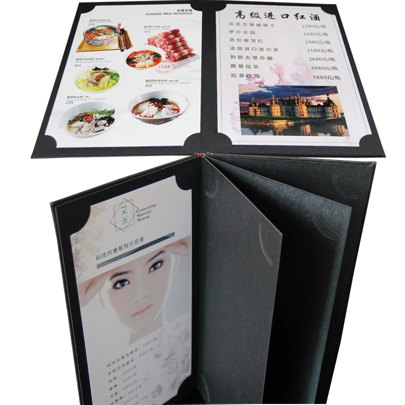Restaurant Menu Folder Customised, small MOQ menu folder for hotel