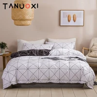 23pcs fashion nordic geometric plaid duvet cover set pillowcases double queen king size soft bedding set no filling bed sheet