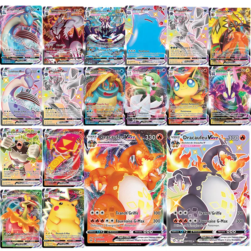 

100 шт. VMAX GX EX Pokemon французские карты Pikachu Dracaufeu Torgamord Victini Scolocendre MorpekoTrading карточная игра коллекция игрушек