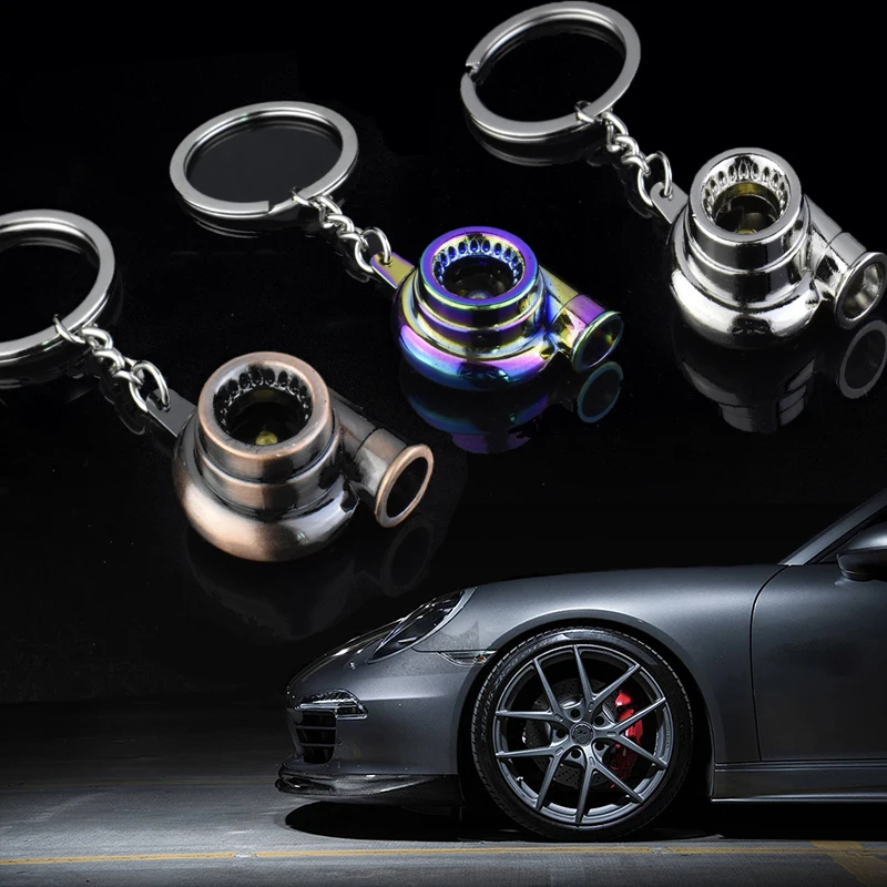 

Hot Sale Car Keychain Mini Turbo Turbocharger Creative Spinning Turbine Key Chain Keyring Keyfob Car Styling Car Accessories
