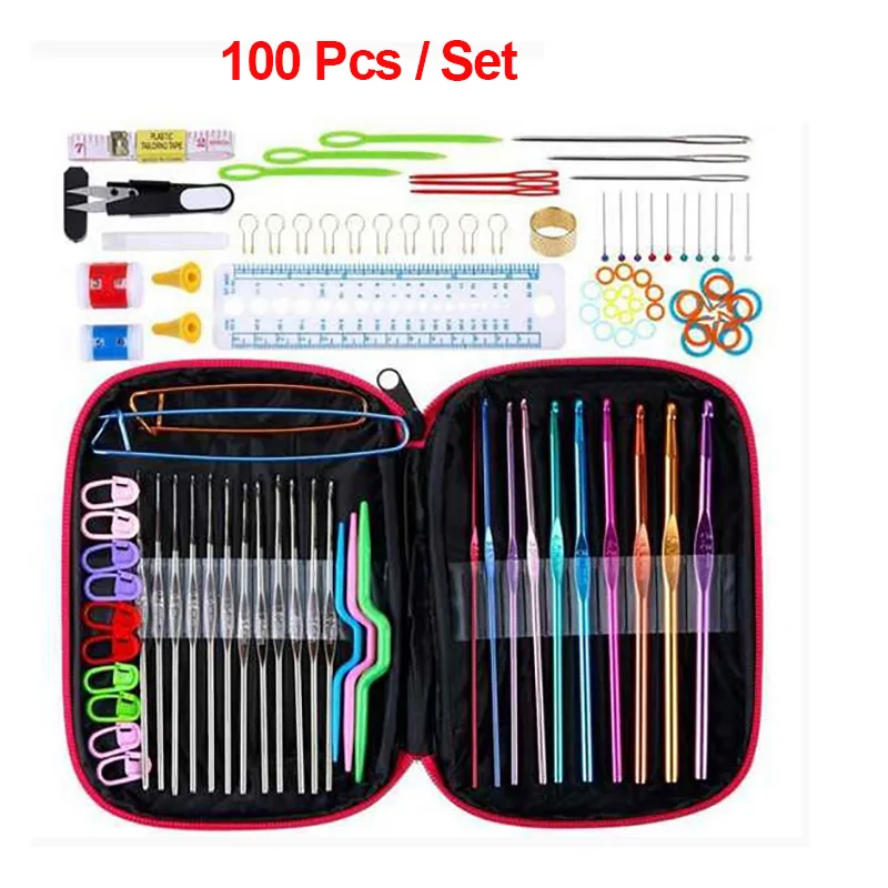 

100 Pcs/Set Sewing Kit Knitting Tools 3.0mm 3.5mm 4.0mm 4.5mm 5.0mm 5.5mm 6.0mm 6.5mm 22 Pcs Crochet Tijeras De Costura