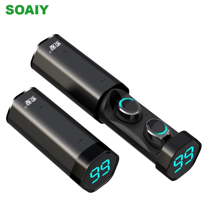 Soaiy T2 наушники Bluetooth мини V5.0 True Беспроводной Водонепроницаемый Бег Спорт LED кабины