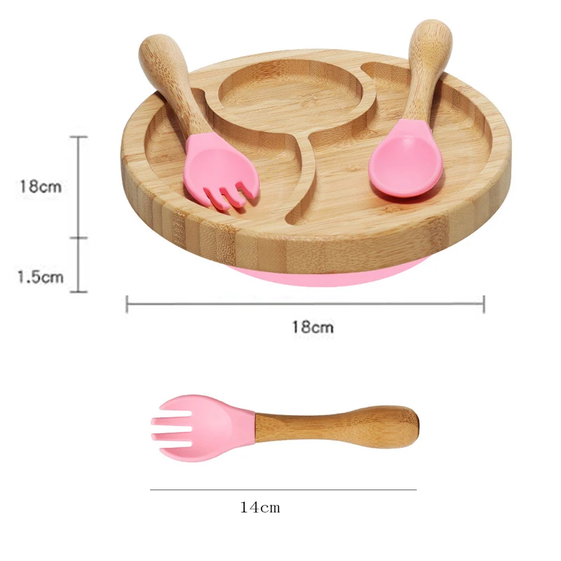 

1Set Baby Feeding Bowl Baby Dinner Plate Bamboo Kids Feeding Dinnerware With Silicone Suction Cup Bamboo Spoon Children's Dishes