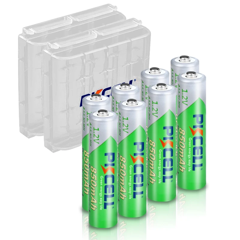 8PC PKCELL AAA 850mah Battery 1.2V NI-MH AAA Rechargeable Battery 3A Low Self Discharge batteries with 2PC Battery holder box