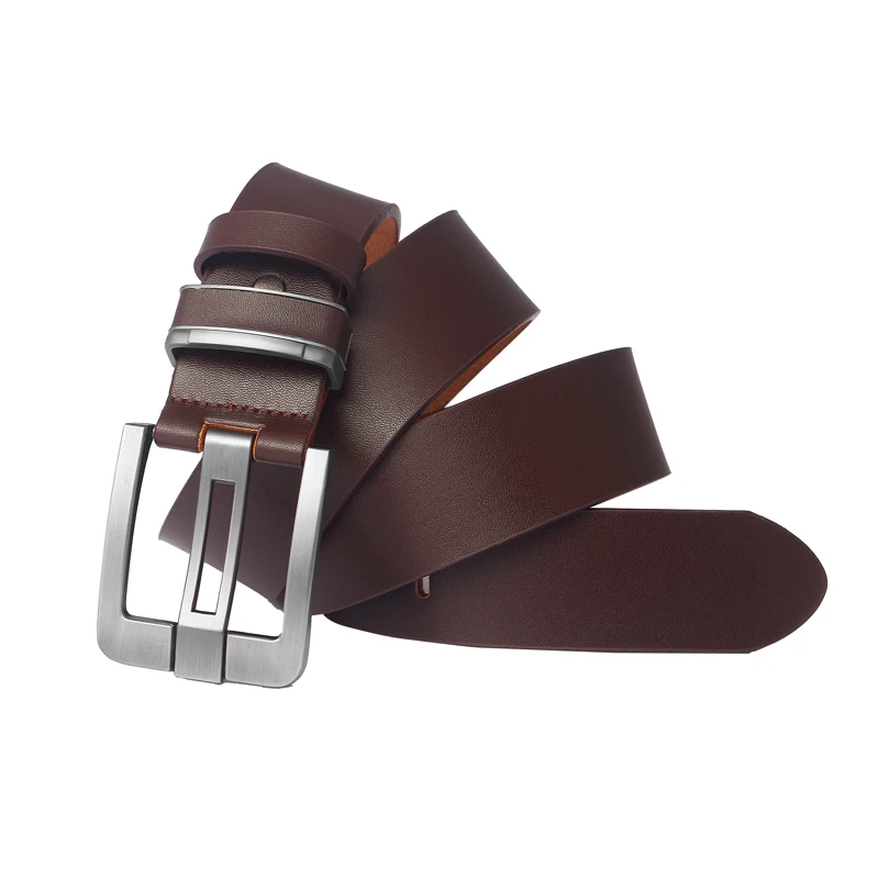 Ремень мужской из натуральной воловьей кожи модный винтажный пояс с пряжкой для