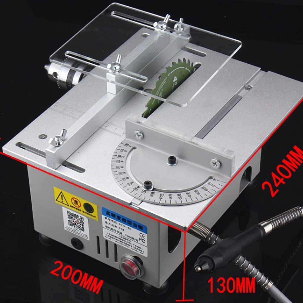 

Household DIY Cutting Tool Woodworking Lathe Machine T6 Mini Multifunctional Table Saw T-shape Slot Design Electric Desktop Saws