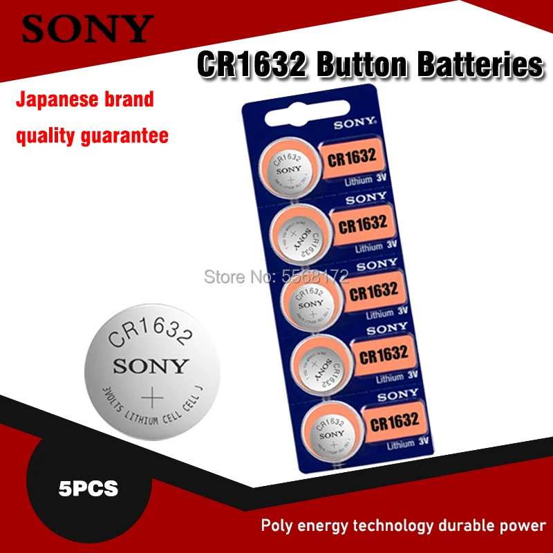 

5 шт., Литиевые Батарейки для SONY CR1632 CR 1632 ECR1632 DL1632 KCR1632 LM1632 3 в