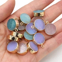3pcs natural stone round charm pendant amazonite rose quartzs for necklace earrings accessories jewelry making diy size 15x20mm