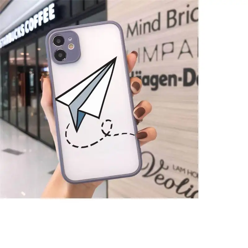 

paper airplane Childhood flying cute Phone Cases Matte For iPhone 12 Mini 11 Pro XR XS Max 7 8 Plus X Hard PC Back Cover