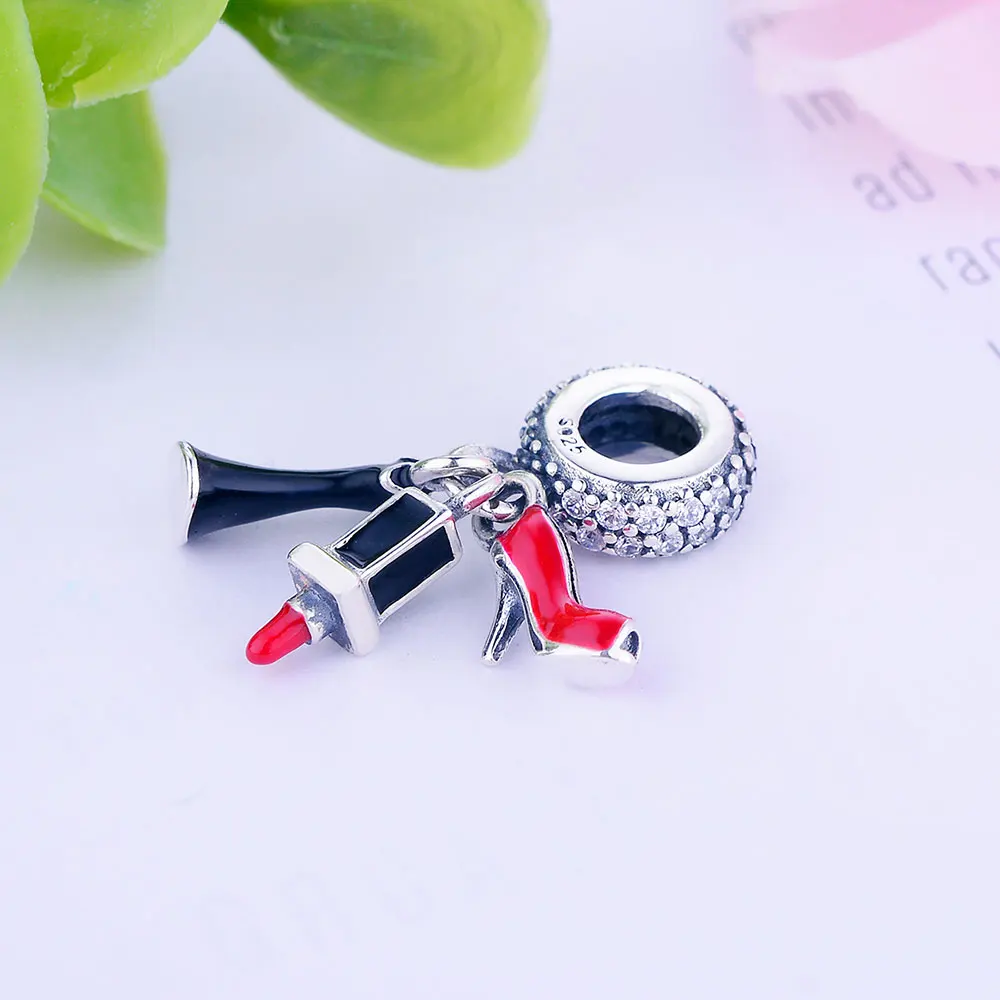 Помада и обувь юбка Очаровательная подвеска с эмалью камнями подходят к