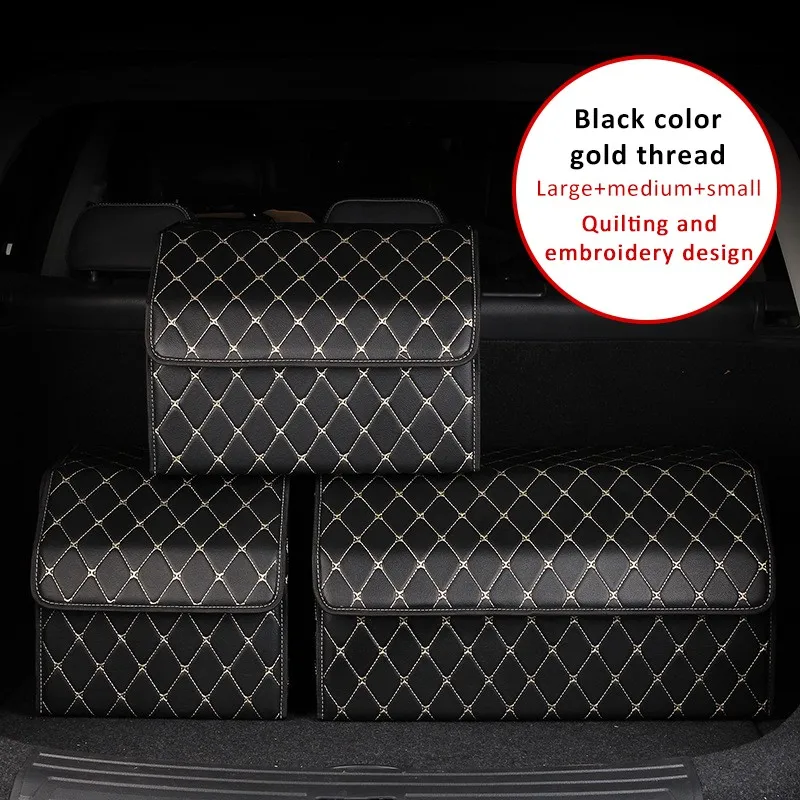 

Car Storage Bag PU Leather Trunk Organizer Box Storage Bag Folding Folding Car Trunk Stowing Tidying For Car SUV
