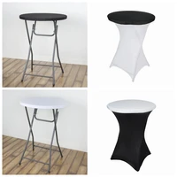 white black lycra spandex top table cover for bistro cocktail table covers decoration wedding party