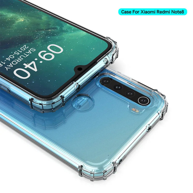 For Redmi Note 8 Pro Case Transparent Clear Soft Shockproof Back Cover 8T 8A Phone Protective |