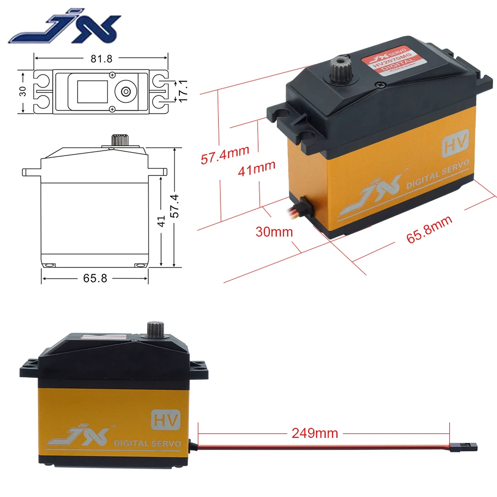 JX PDI-HV2070MG 73 кг высокое напряжение металлический сердечник цифровой сервопривод 1/5