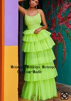 2021 princess prom gowns tiered puff tulle long evening dress prom party dresses custom vestidos formales