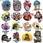 Термонаклейки Prajna для одежды, виниловые термонаклейки с черепом, в полоску, в стиле панк, Байкерская нашивка, аппликация сделай сам