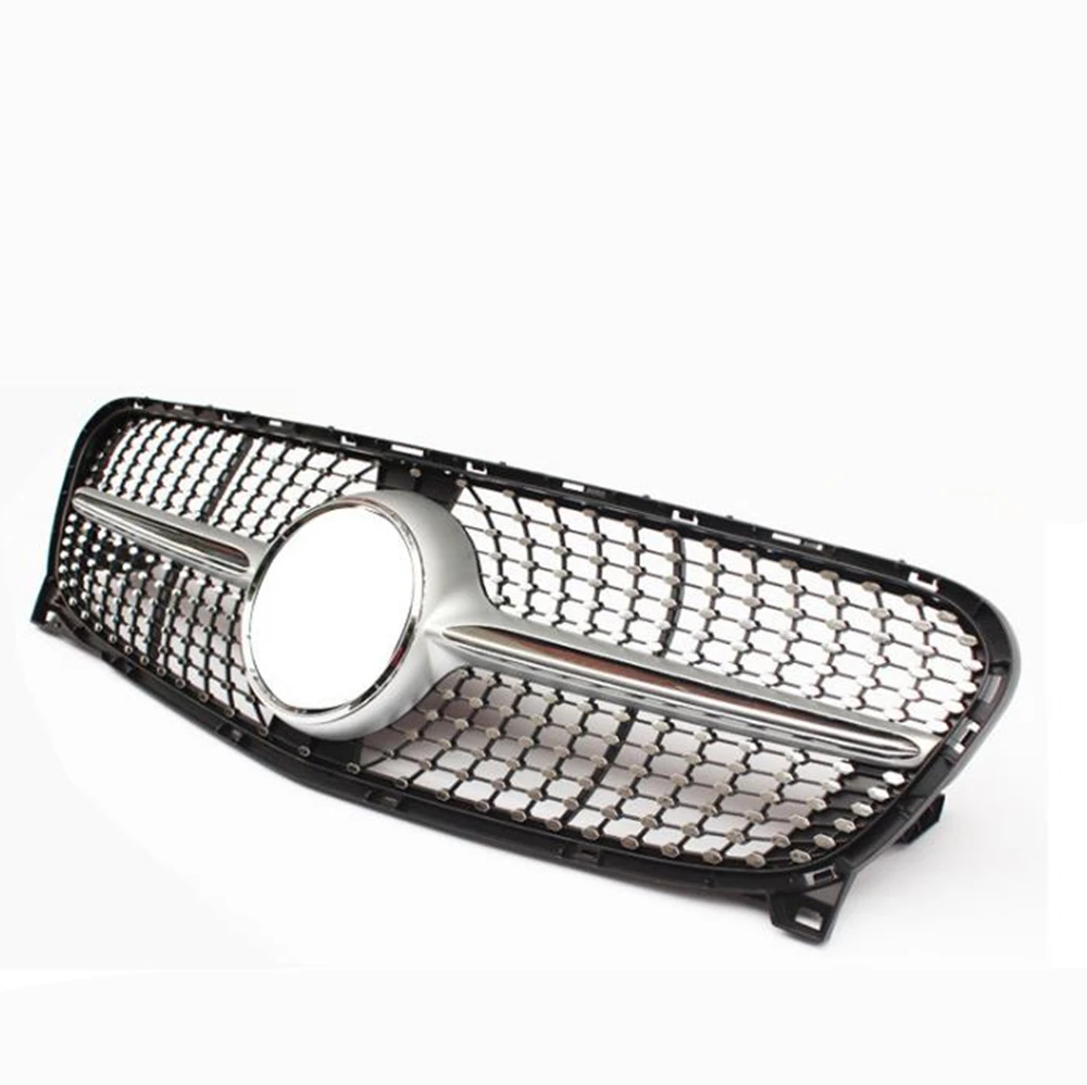 

Front Bumper Grille For Mercedes Benz 2014-2016 (X156) GLA Class Silver Diamond Star Racing Grill