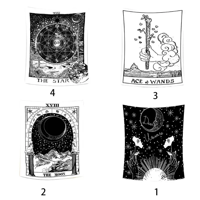 

Mysterious Tarot Tapestry Moon Star Sun Medieval Europe Divination Wall Hanging