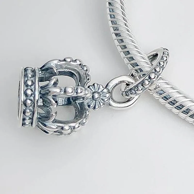 

100% 925 Sterling Silver Charm Silver Retro New Crown Pendant Fit Pandora Women Bracelet & Necklace Diy Jewelry