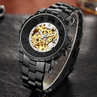 mg orkina watch men luxury heavy watches gold skeleton black stainless steel automatic mechanical wristwatches relogio masculino