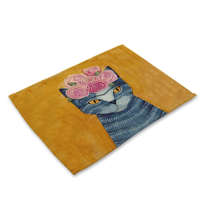 

Placemat for Table Cute Cat Cartoon Animal Coaster Creative Printed Heat-Resistant Kitchen Dining Accessories Mats & Pads