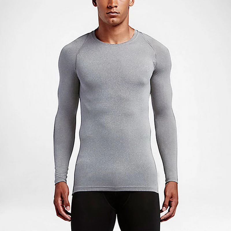 Men's Sports Fitness Tops Long Sleeves Gym Training T-shirts Workout Sportswear Running Compression Tights Breathable Quick Dry