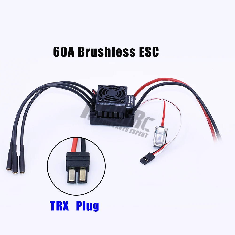 60A Водонепроницаемый ESC 2S 3S SBEC 6В/3A бесщеточный Lipo никель-металл-гидридного подходит 540 двигатель для 1/10 моделей уменьшенного масштаба дистанционного Управление RC автомобиль WP-10BL60-RTR - Цвет: TRX plug