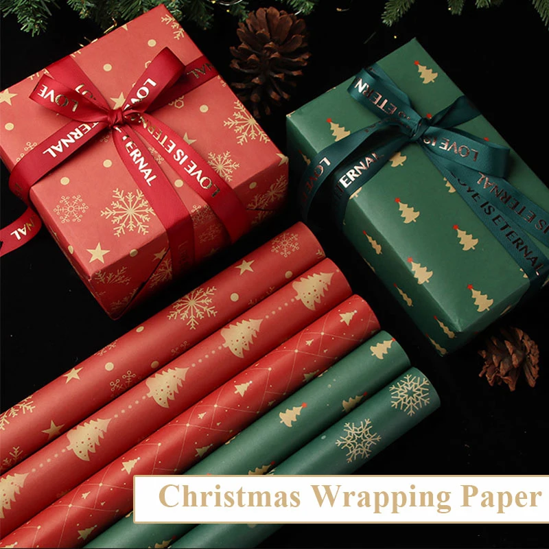 

10pcs Christmas Gift Packing Paper Retro Style Kraft Paper Christmas Home Decoration New Year Party Supply 50x70cm