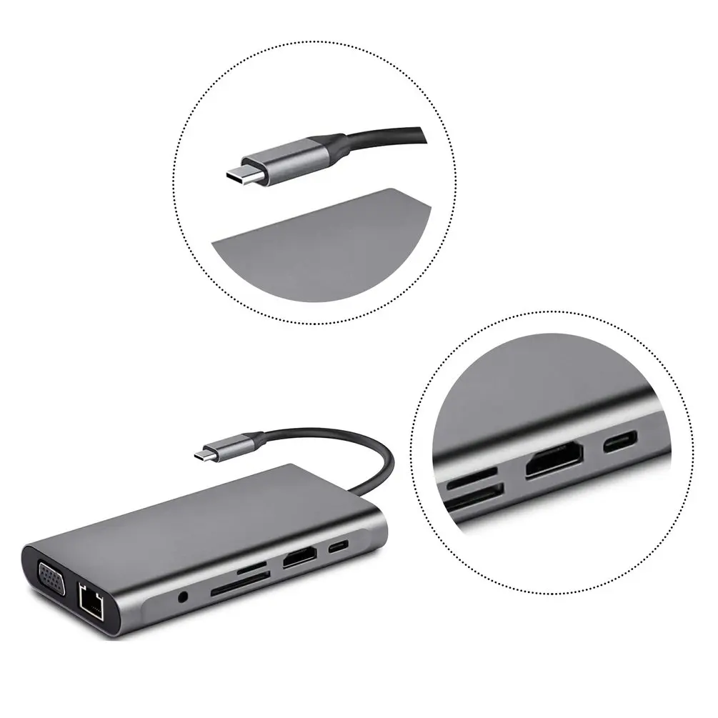 

10-In-1USB3.0 SD TF Docking Station Cable Docking Converter Multi-Port Extender Travel Charger Power Adapter for PC Laptop HUB