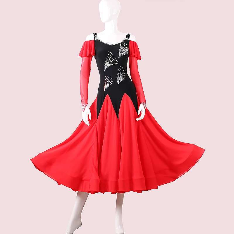 

The new National standard modern dance clothing big pendulum dress practice clothing ballroom dancing Waltz