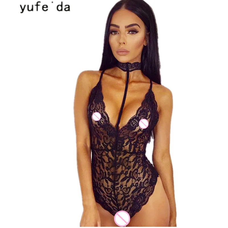 Женское Кружевное боди YUFEIDA эротическое нижнее белье в классическом порно стиле