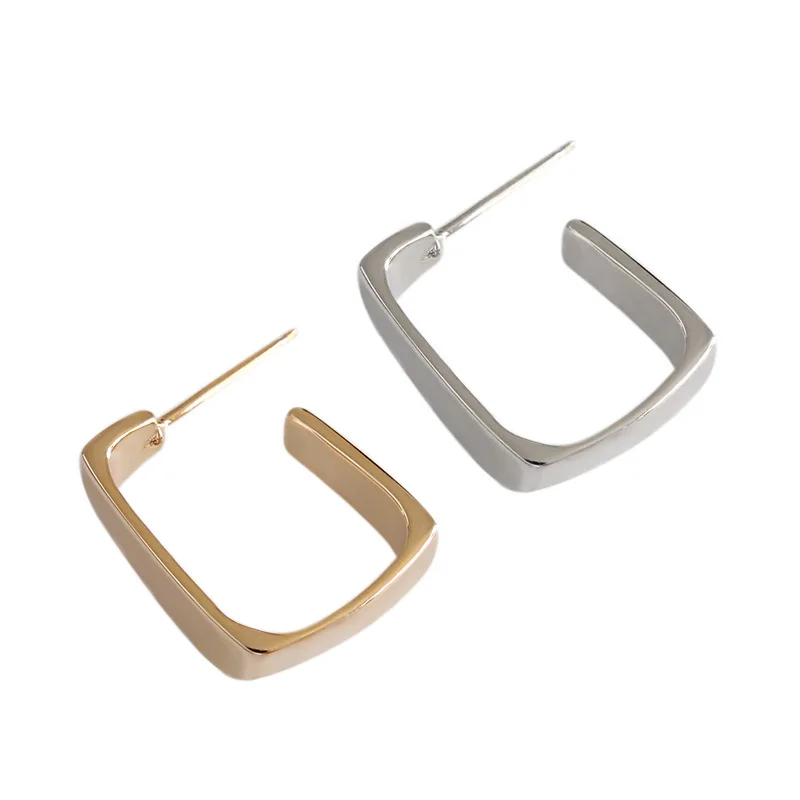 

Exquisite Wholesale 925 Sterling Silver Stud Simple Irregular Korean INS Trend Style Geometric Square Design Women's Earrings