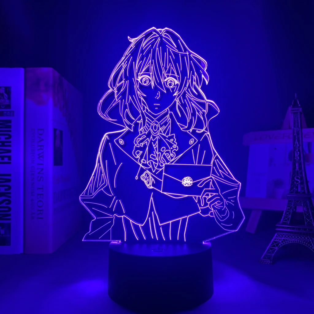 

Acrylic Led Night Light Lamp Anime Violet Evergarden for Bedroom Decorative Room Nightlight Birthday Gift 3d Table Light Manga