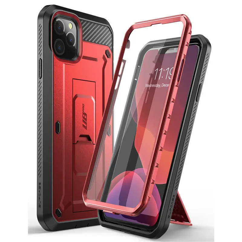 Для iPhone 11 Pro Max чехол 6,"() SUP чехол UB Pro цельная прочная кобура Чехол со встроенной защитной пленкой и подставкой - Цвет: MetallicRed