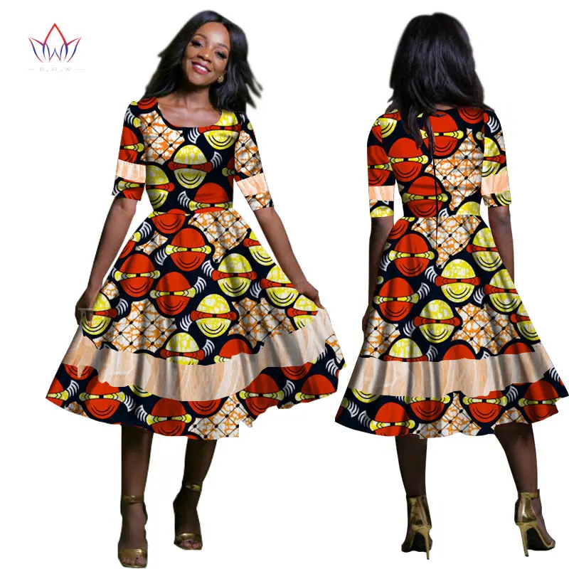 Африканский традиционная одежда для женщин с коротким рукавом Дашики платья в