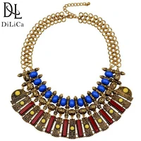 dilica bohemian vintage statement necklace for women ancient gold color bib necklaces chokers boho jewelry