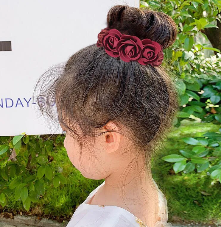 Pfingstrose Rose Blume Gummibänder Haarhalter Krawatte Gummi Stoff Kränze Kronen elastische Kranz Krone Hochzeit Girlande Stirnband – Detail 8
