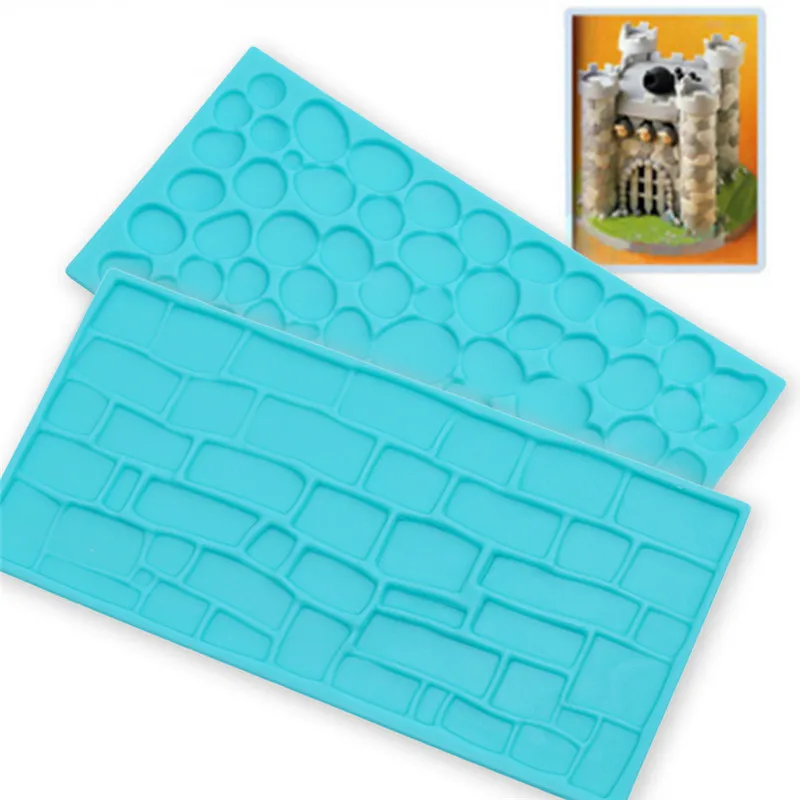 

2PCs/ Set New Texture Form Silicone Mold Tree Bark Brick Wall Embossing Silicone Lace Mat fondant mold Cake Decoration Tools
