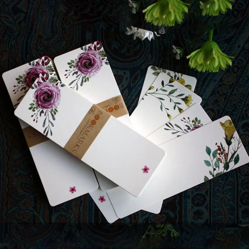 

40pcs/bag Plain And Elegant Pattern Blank Bookmark DIY Bookmark New Year Christmas Card Flower Bookmark Paper Office Stationery
