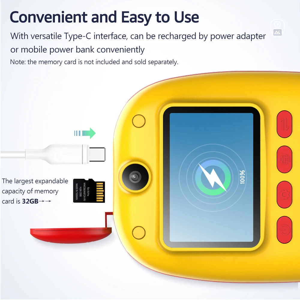 Цифровая детская камера для девочек и мальчиков Мгновенной Печати встроенный