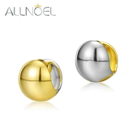 allnoel brass beaded stud earrings for women korea two tone simple gold plated hoop earrings fashion jewelry newly arrivals 2022